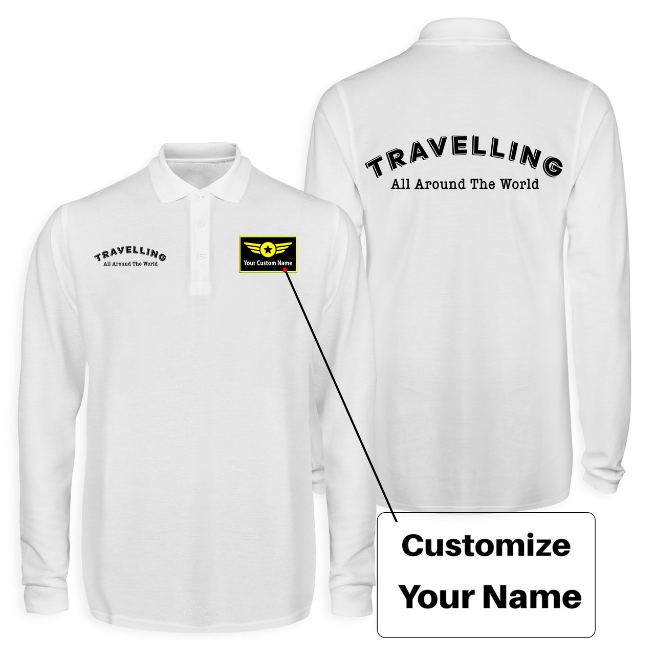 Travelling All Around The World Designed Long Sleeve Polo T-Shirts (Double-Side)