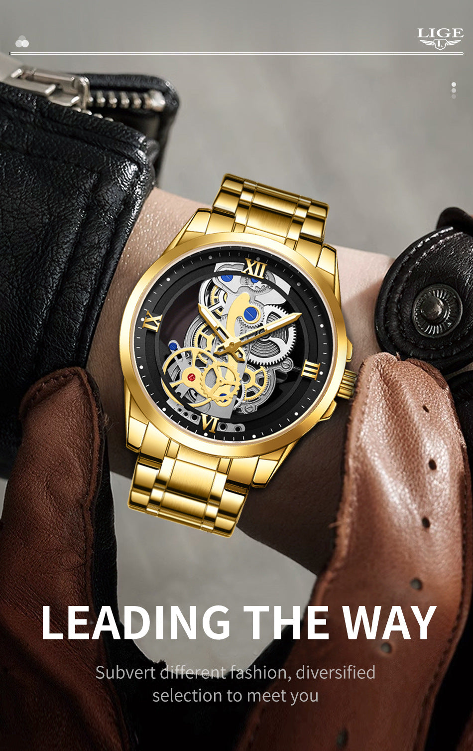 Night Light Skeleton Quartz Wristwatch