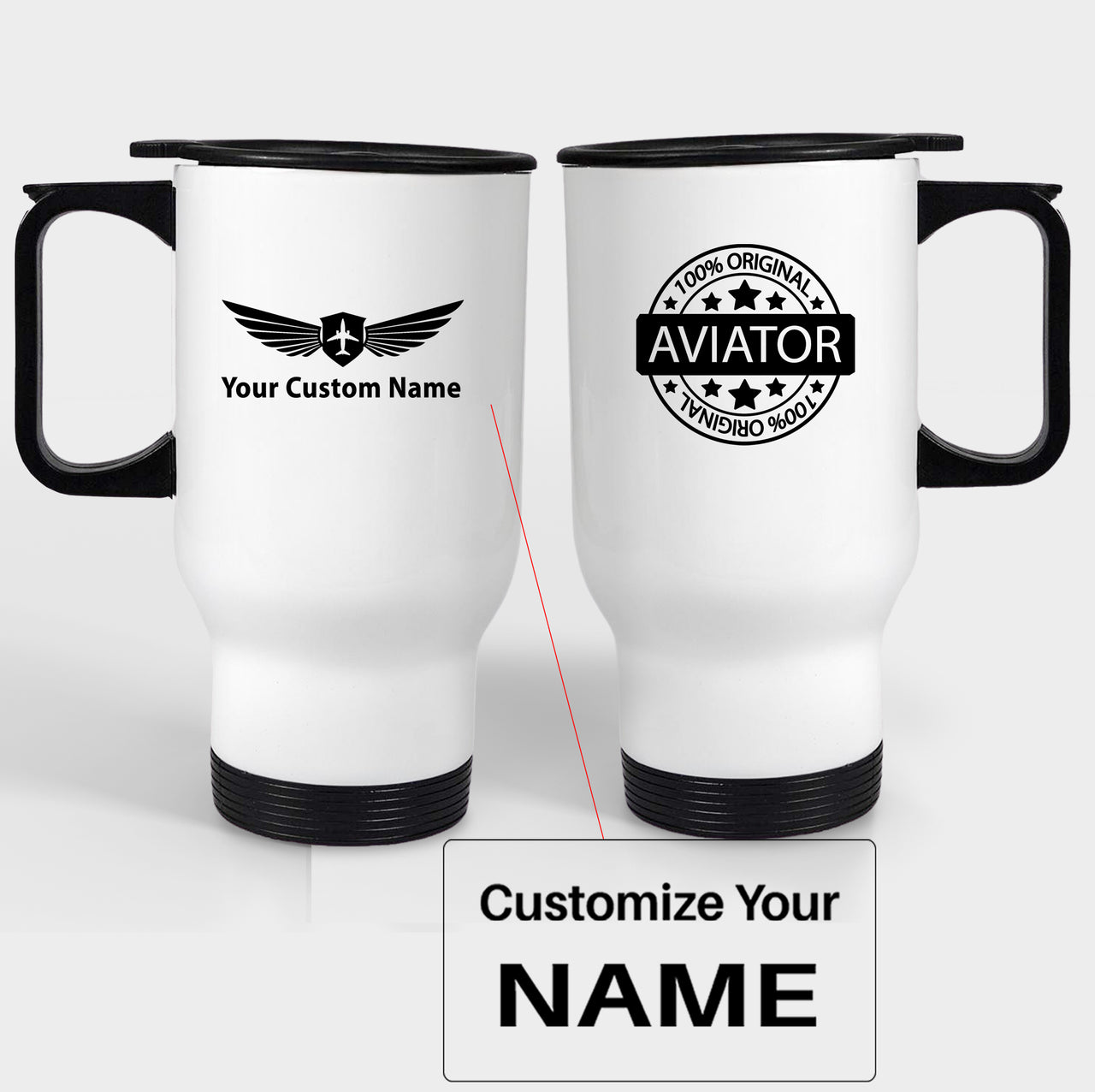 100 Original Aviator Designed Travel Mugs (With Holder)