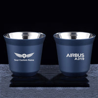 Thumbnail for Airbus A319 & Text Designed Double Wall Stainless Steel Coffee Mugs