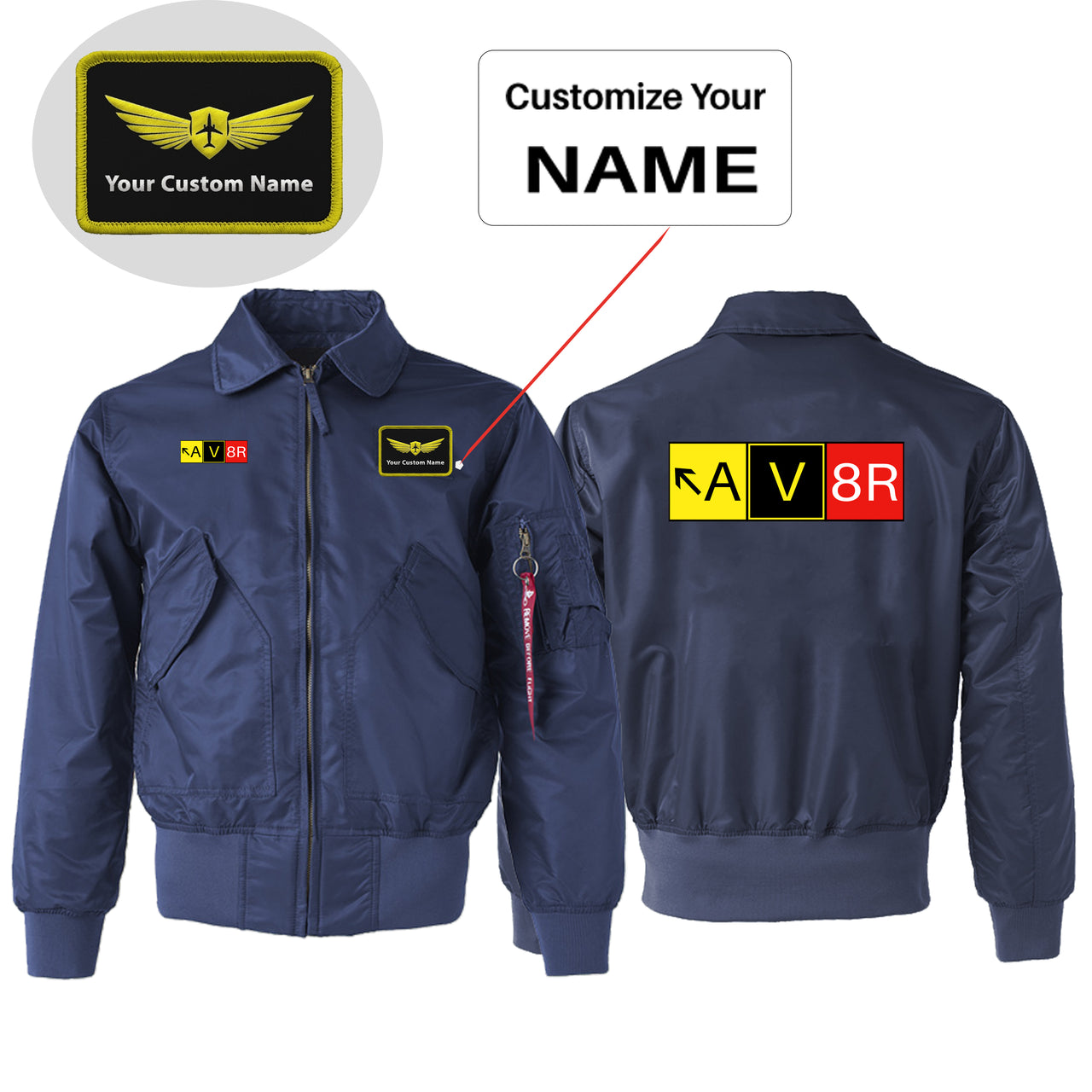 AV8R Designed Embroidered Patch Attachable Jackets