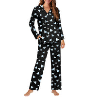 Thumbnail for Paper Airplanes (Black) Designed Women Button Pajamas
