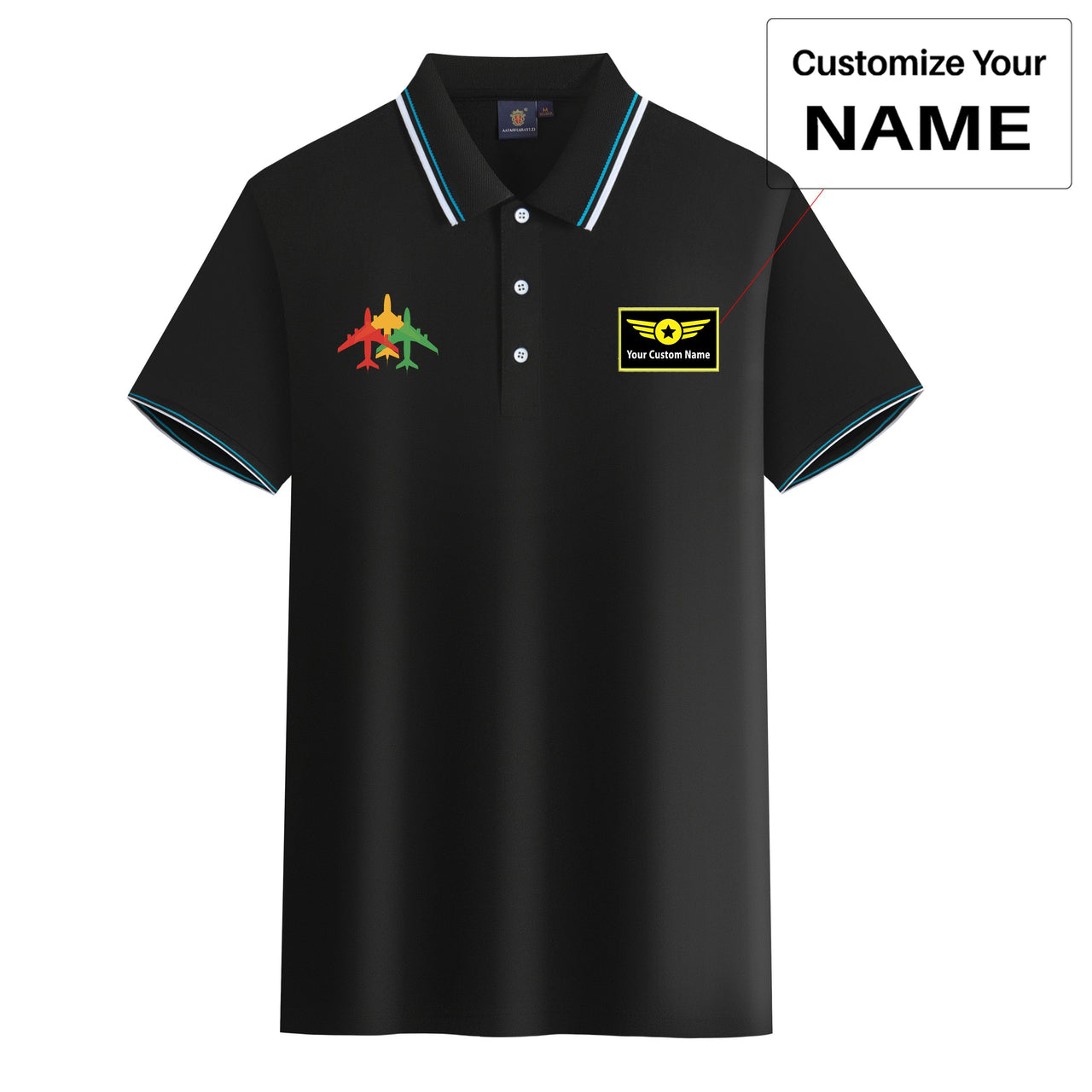 Colourful 3 Airplanes Designed Stylish Polo T-Shirts