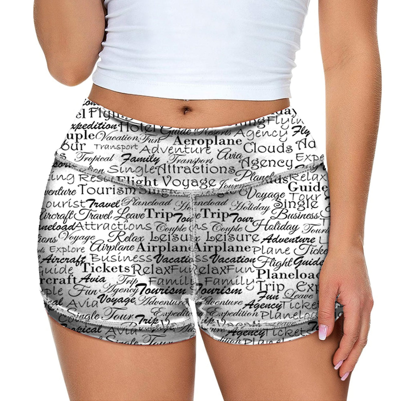 Aviation Lovers Texts Designed Women Yoga Shorts Pants