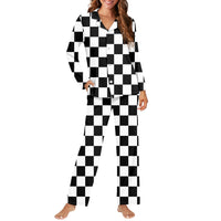 Thumbnail for Black & White Boxes Designed Women Button Pajamas