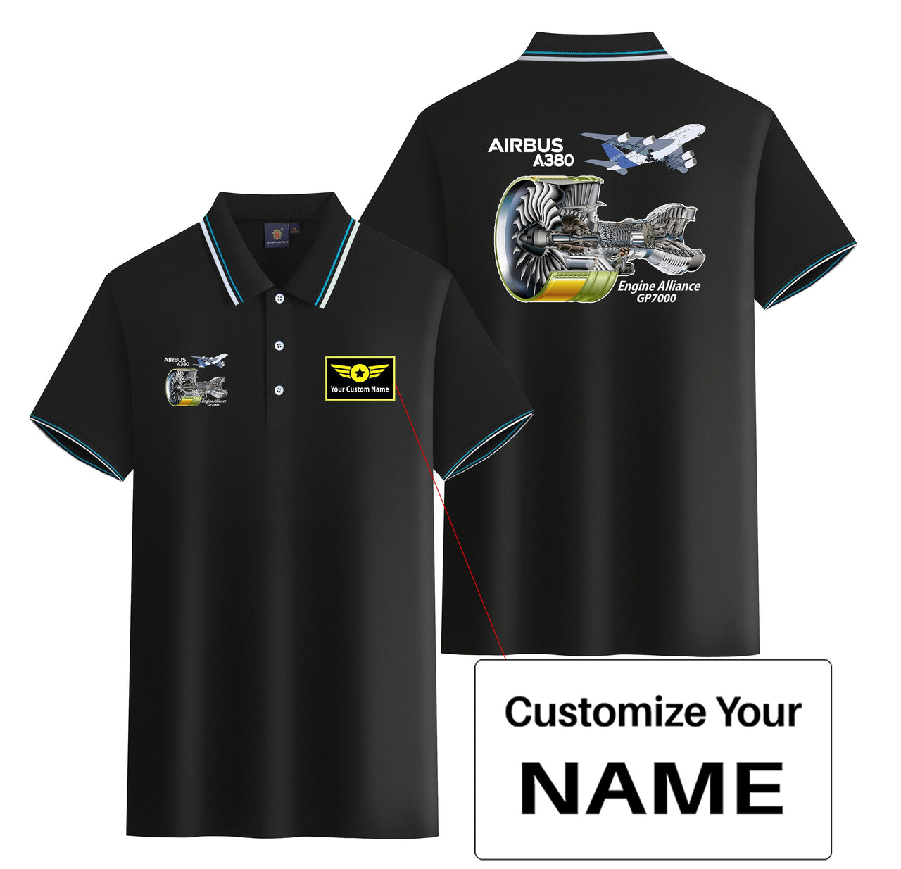 Airbus A380 & GP7000 Engine Designed Stylish Polo T-Shirts (Double-Side)