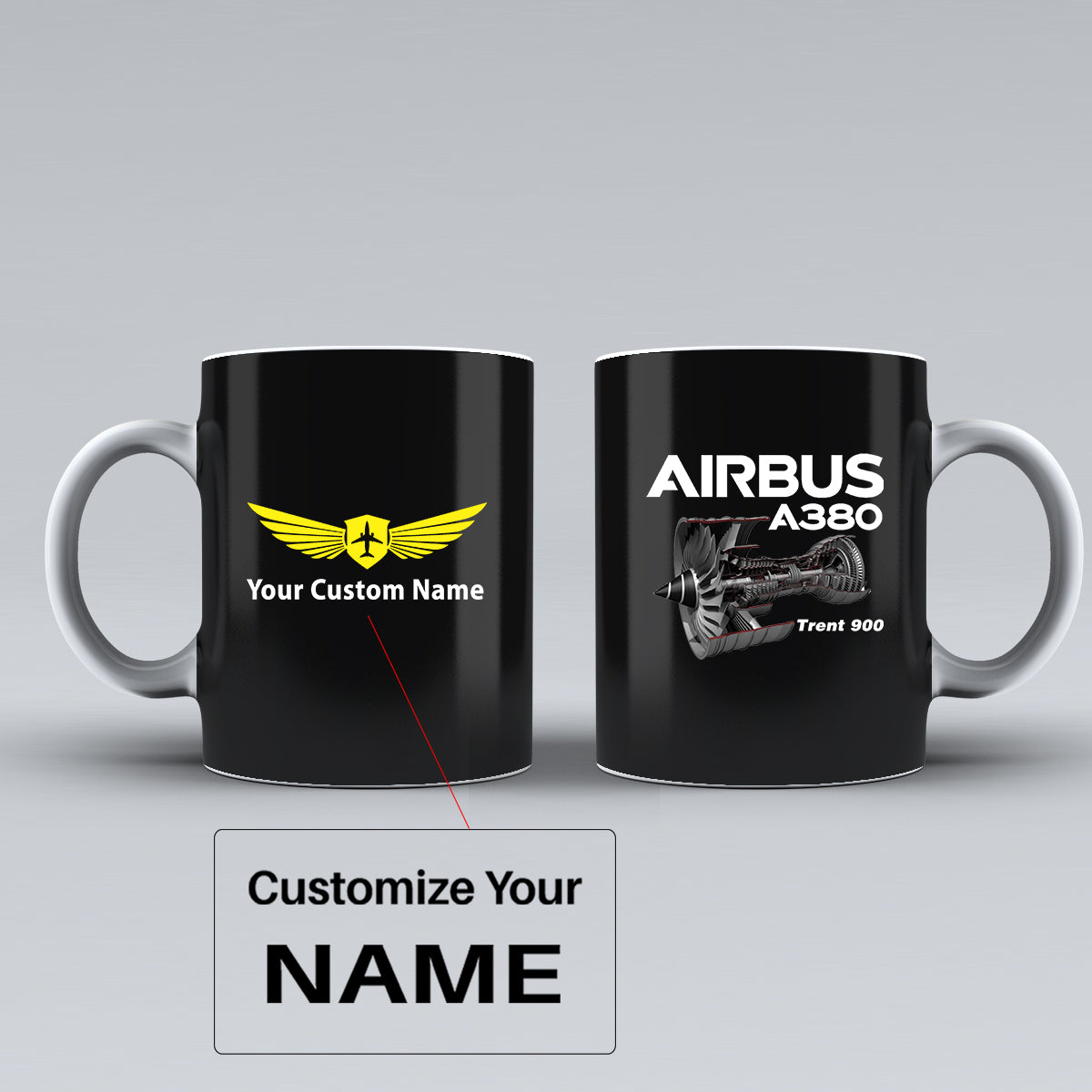 Airbus A380 & Trent 900 Engine Designed Ceramic White Mugs