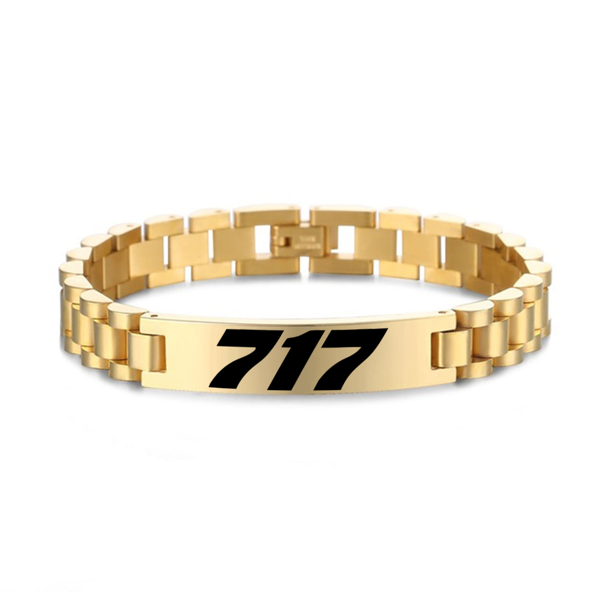 717 Flat Text Designed Stainless Steel Chain Bracelets