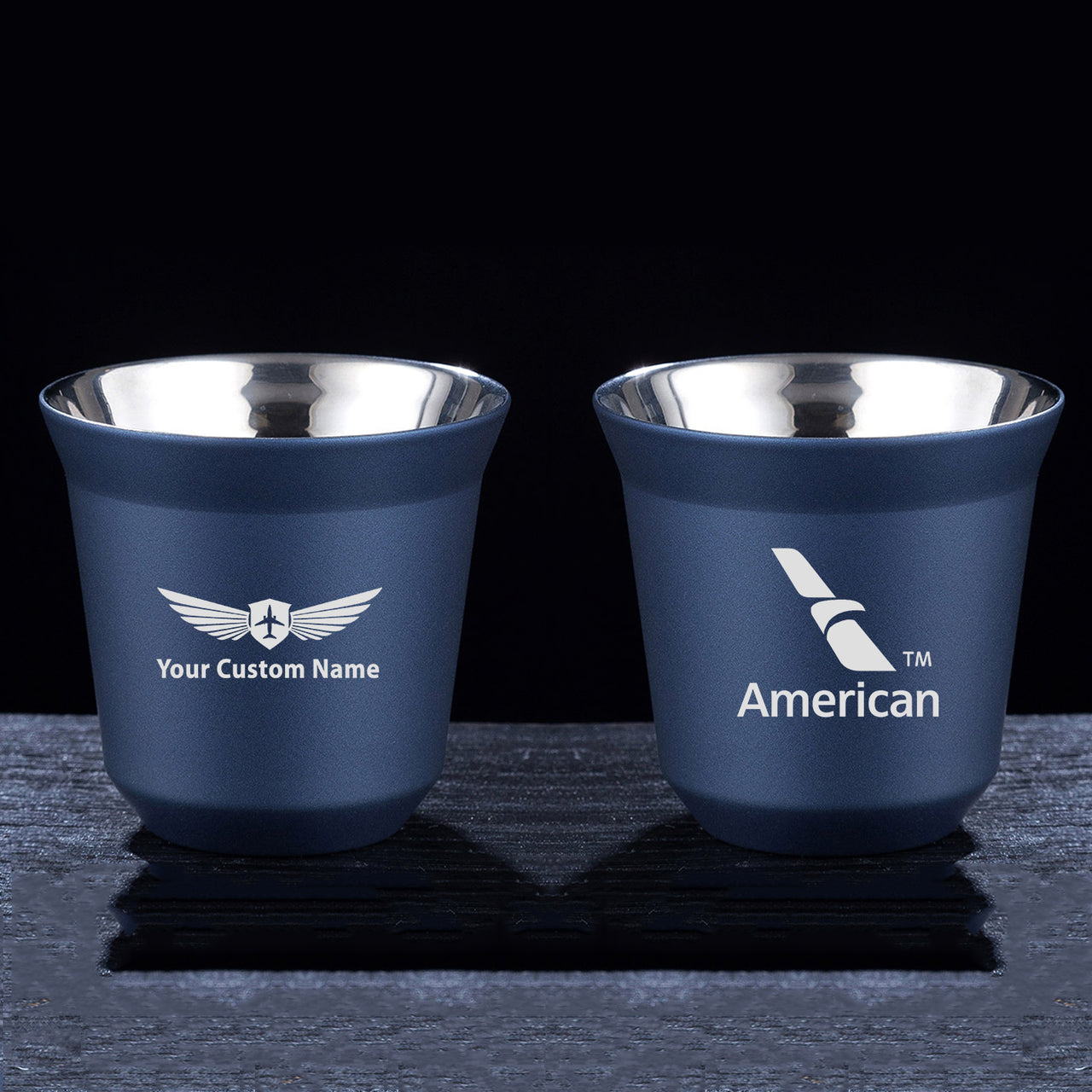 American Airlines Designed Double Wall Stainless Steel Coffee Mugs