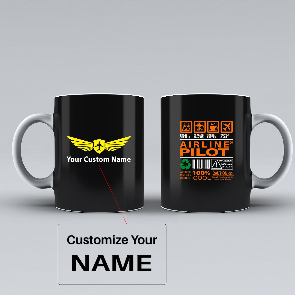 Airline Pilot Label Designed Ceramic White Mugs