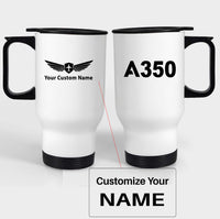 Thumbnail for A350 Flat Text Designed Travel Mugs (With Holder)