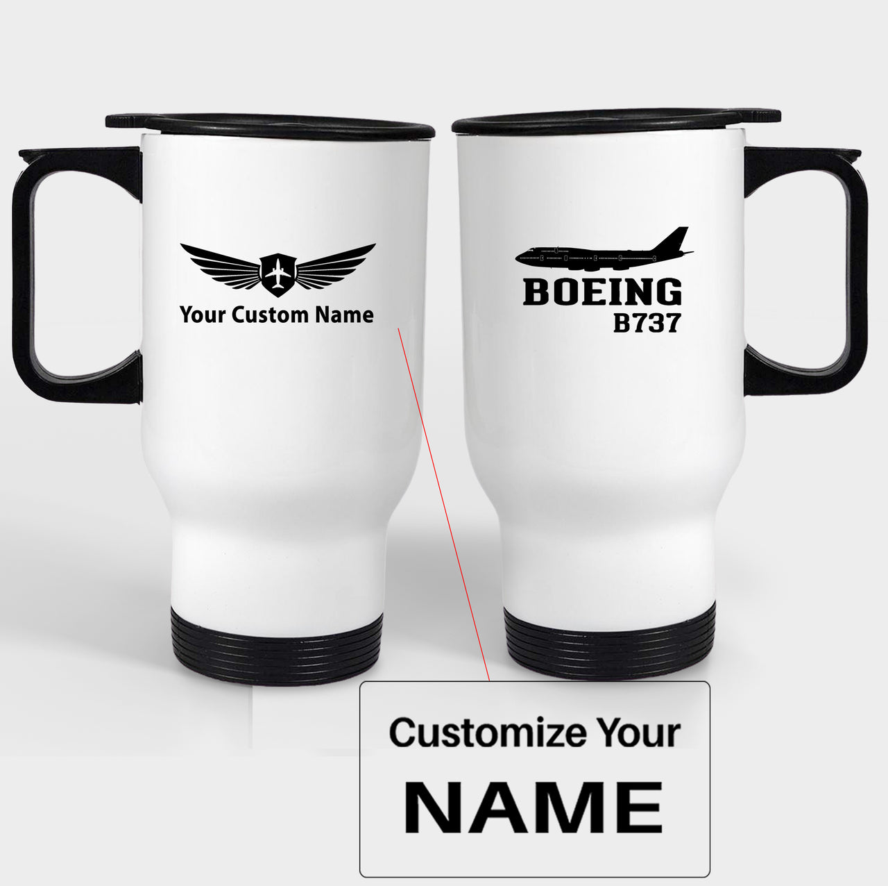 Boeing 737 Printed Designed Travel Mugs (With Holder)