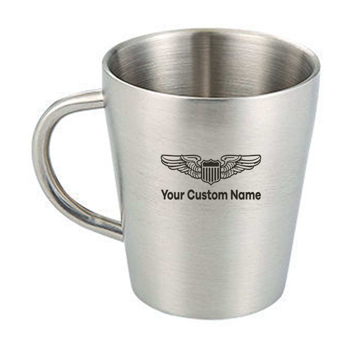 Custom Name (Military Badge) Designed Stainless Steel Coffee Mugs