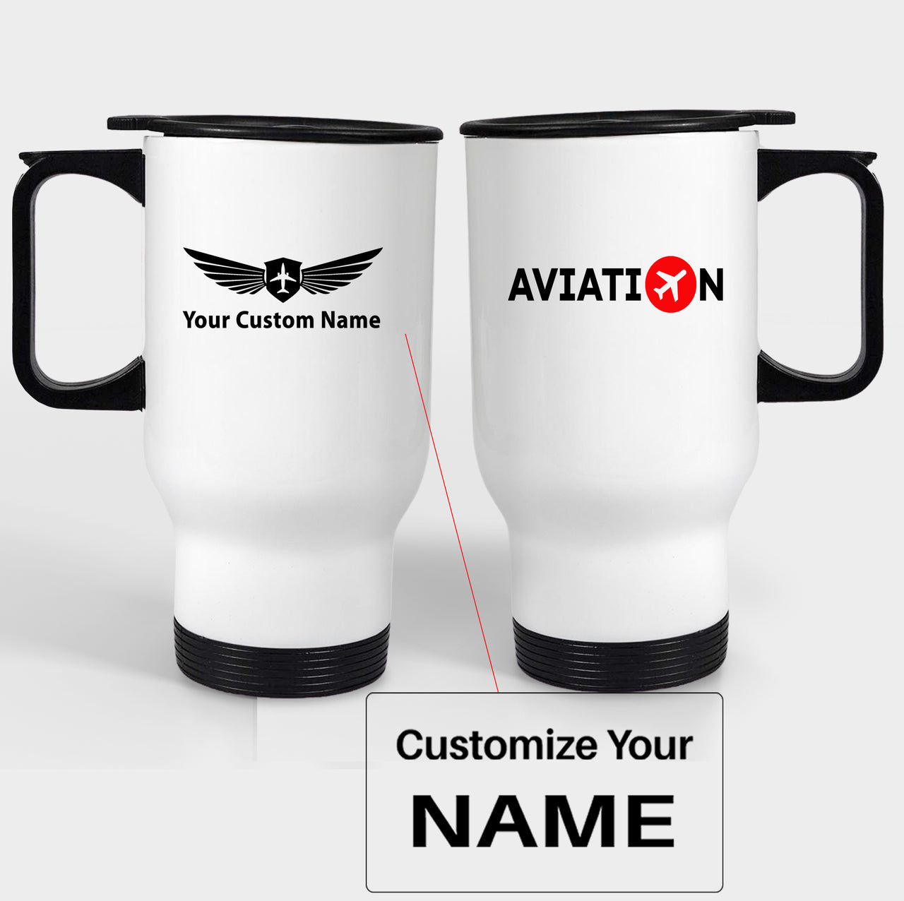 Aviation Designed Travel Mugs (With Holder)