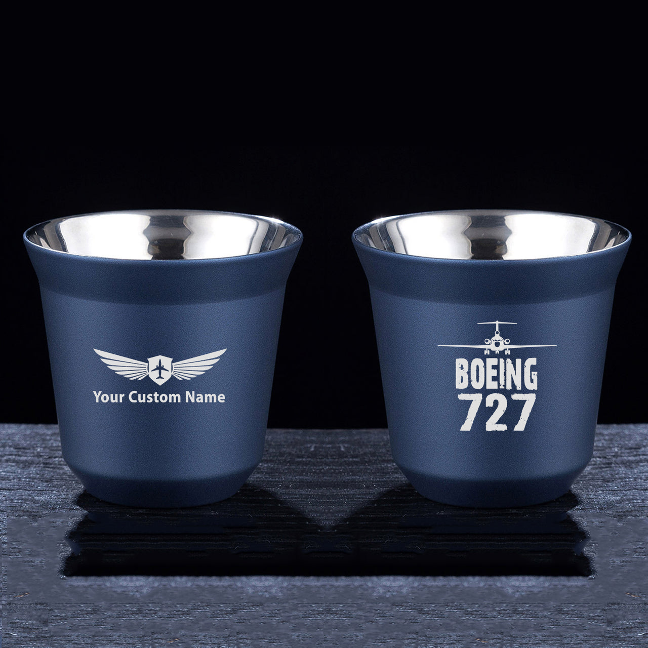 Boeing 727 & Plane Designed Double Wall Stainless Steel Coffee Mugs