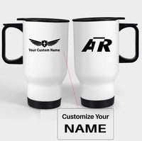 Thumbnail for ATR & Text Designed Travel Mugs (With Holder)