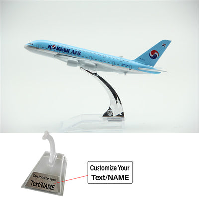 Korean Air Airbus A380 Airplane Model (16CM) aviation themed 16-18cm scale model aircraft, diecast metal.