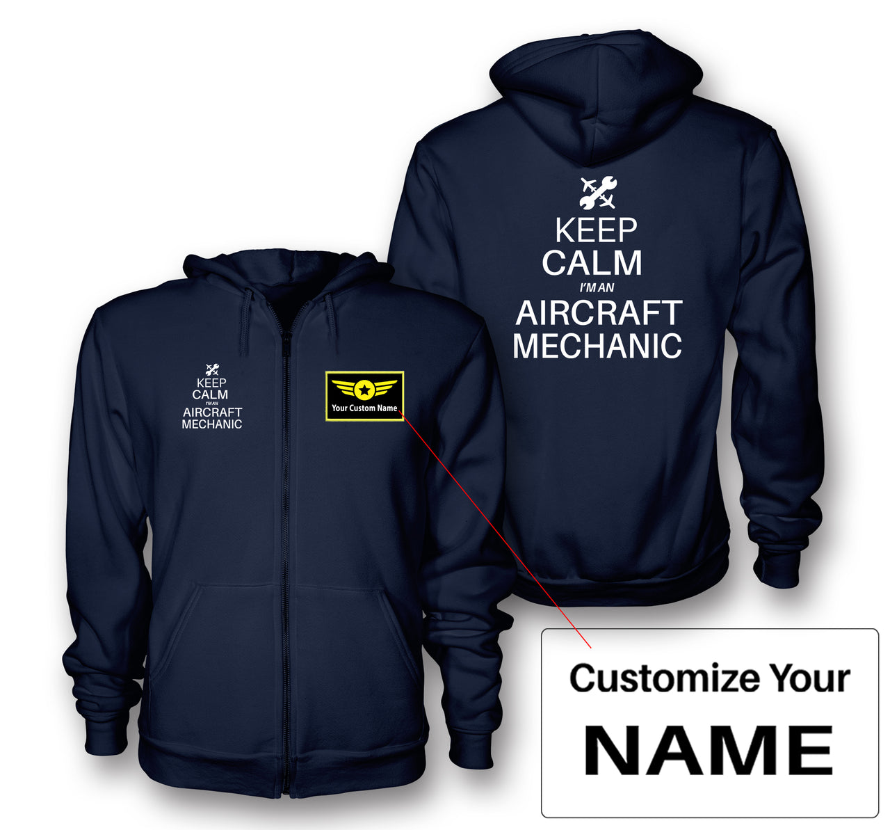 Aircraft Mechanic Designed Zipped Hoodies