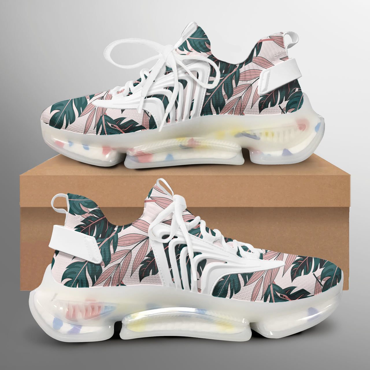 Seamless Palm Leafs Designed Fashion Running Shoes