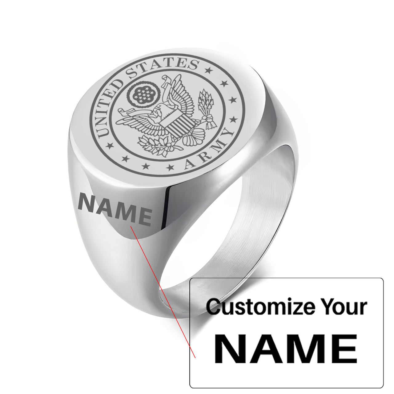 Army Design  20MM Stainless Steel Circular Ring