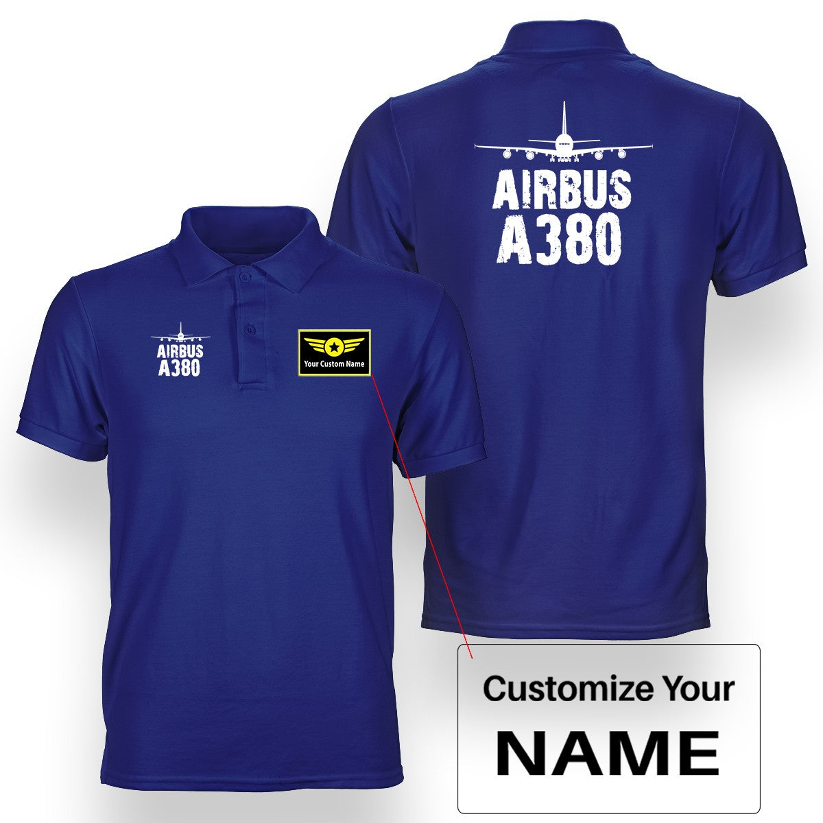 Airbus A380 & Plane Designed Double Side Polo T-Shirts