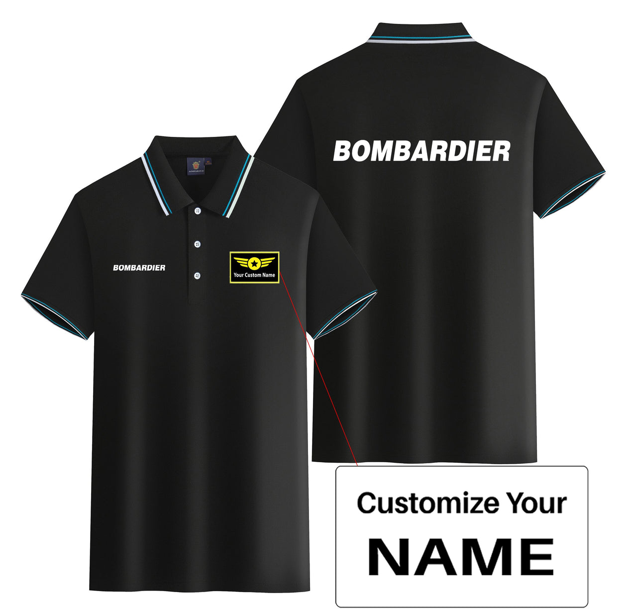 Bombardier & Text Designed Stylish Polo T-Shirts (Double-Side)