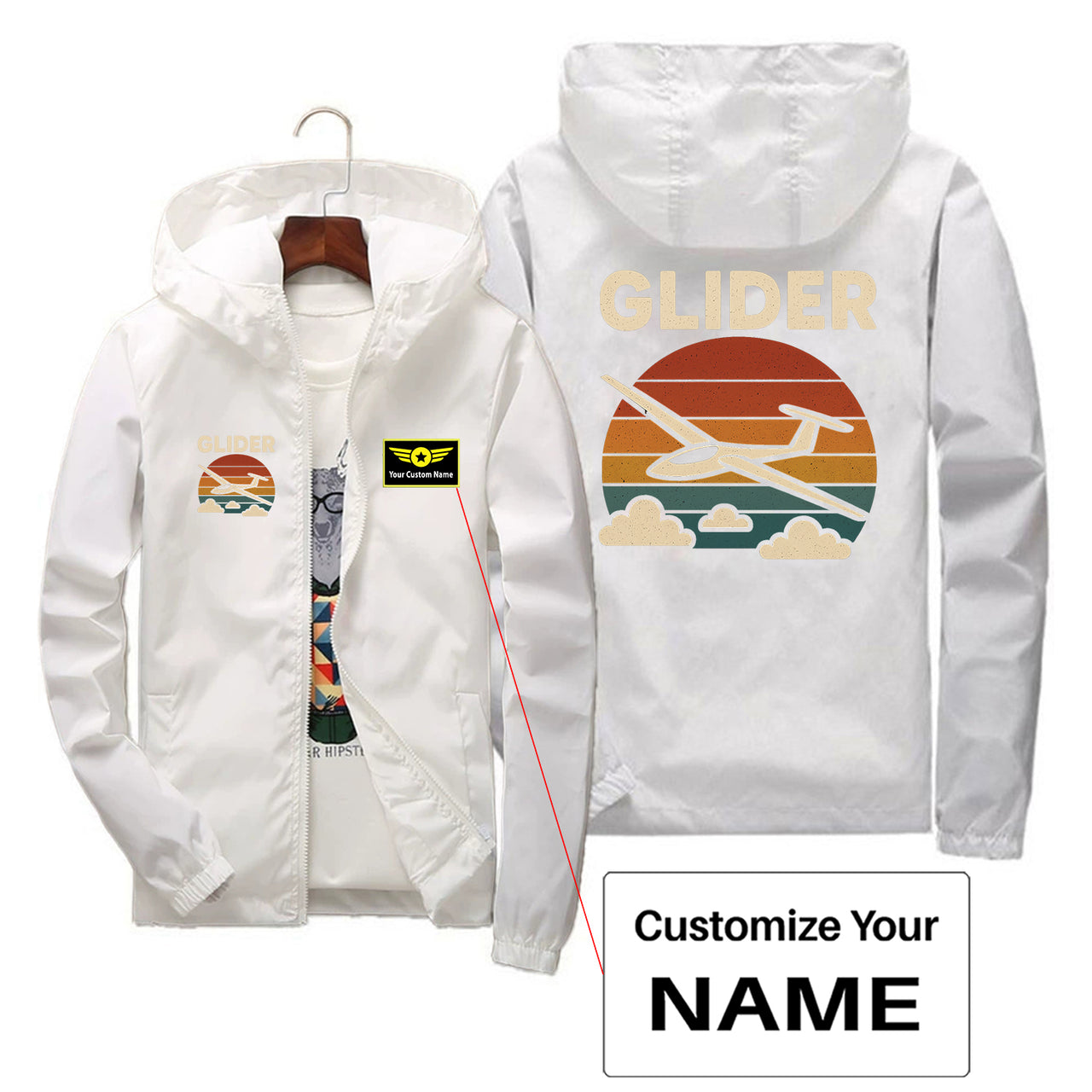 Retro I Love Gliding Designed Thin Windbreaker Jackets