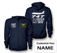 Thumbnail for Boeing 747 - Queen of the Skies (2) Designed Zipped Hoodies
