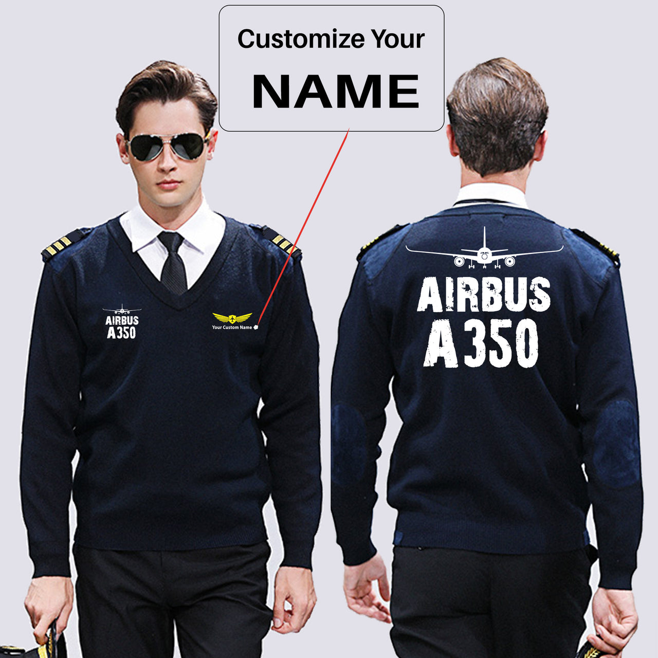 Airbus A350 & Plane Designed Wool Pilot Sweaters