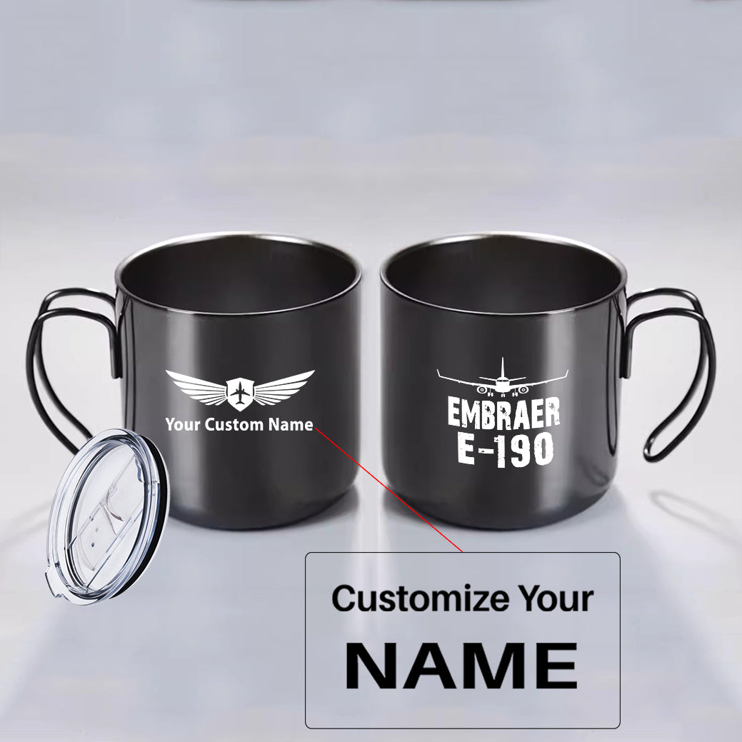 Embraer E-190 & Plane Designed Stainless Steel Portable Mugs