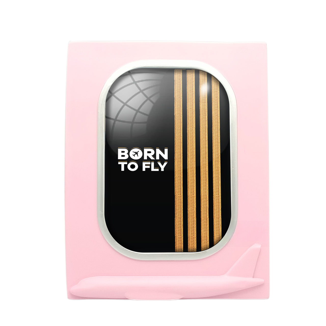 Born To Fly & Pilot Epaulettes (4 Lines) Designed Airplane Window Photo Frame