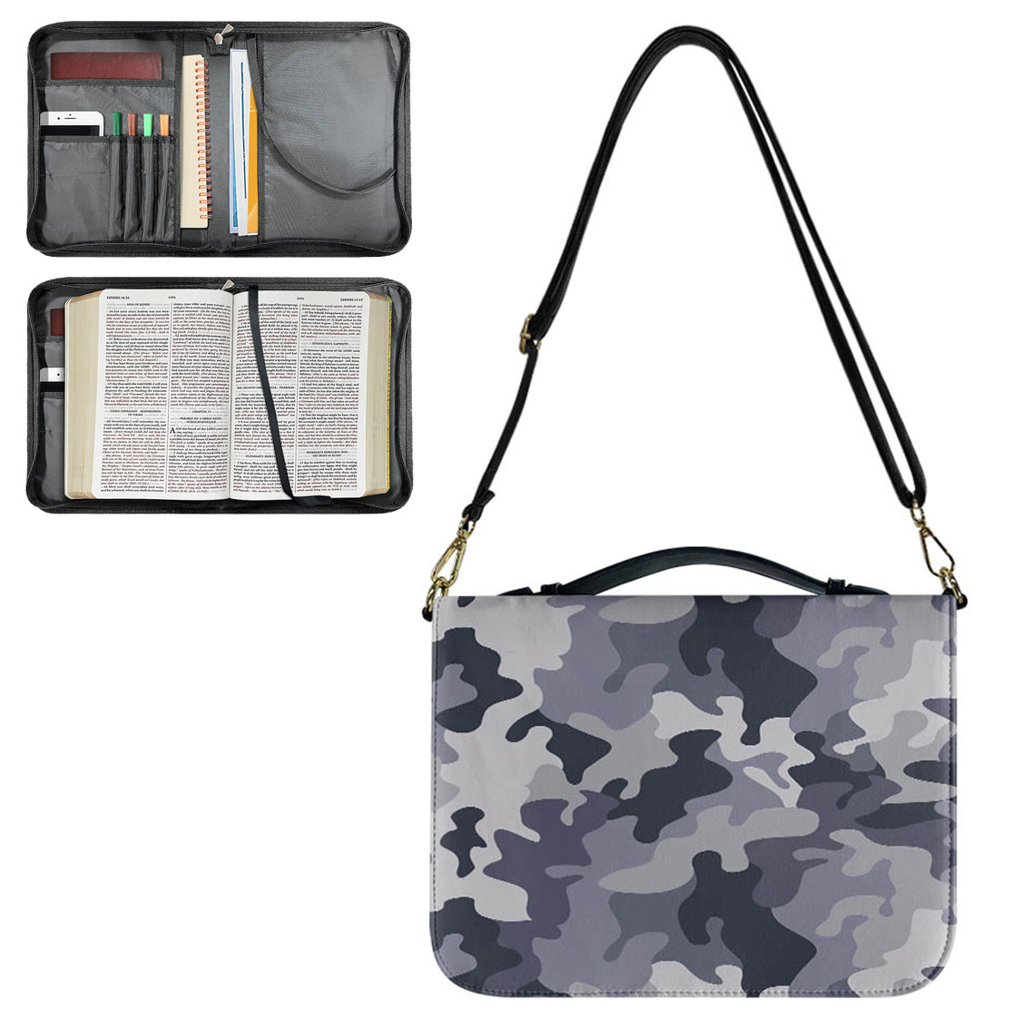 Military Camouflage Army Gray Designed PU Accessories Bags Strap Style