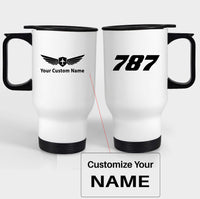 Thumbnail for 787 Flat Text Designed Travel Mugs (With Holder)
