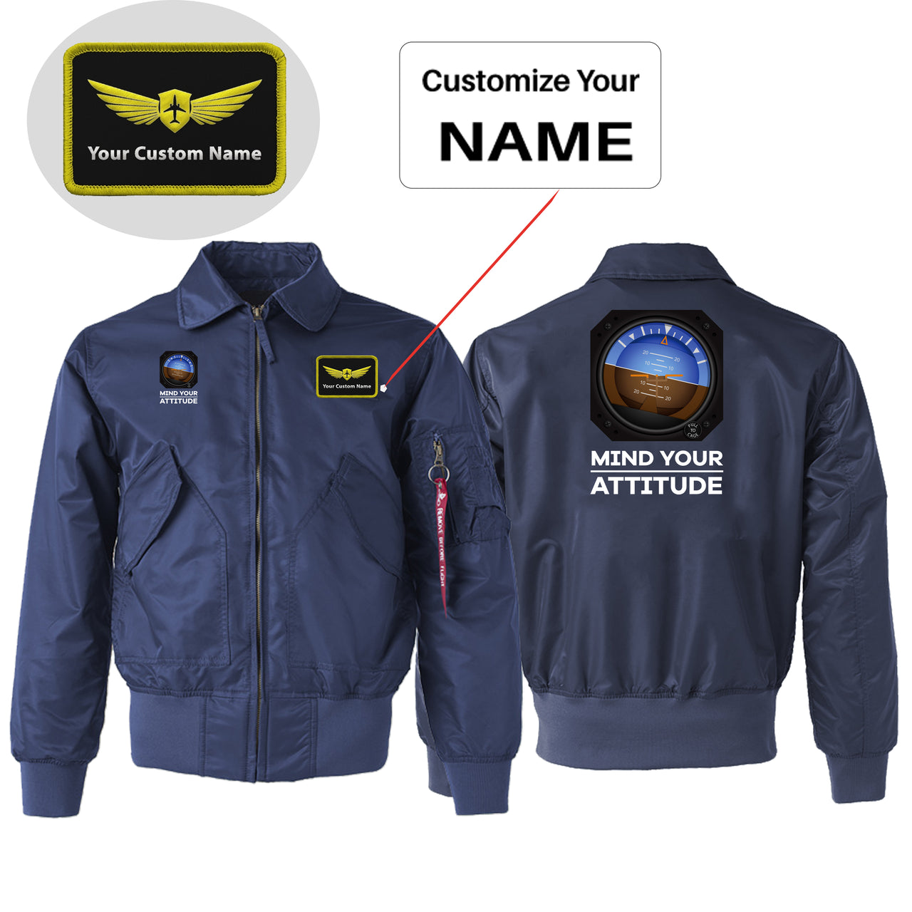 Mind Your Attitude Designed Embroidered Patch Attachable Jackets