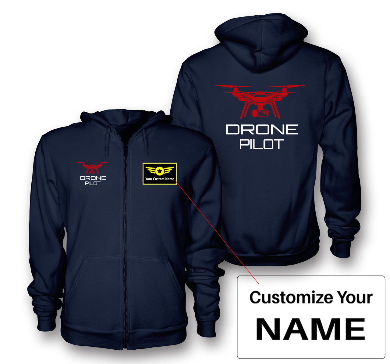 Drone Pilot Designed Zipped Hoodies