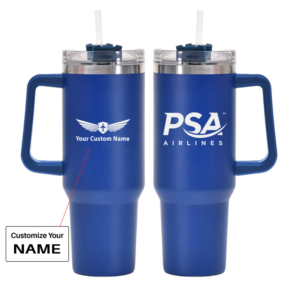 PSA Airlines 40oz Stainless Steel Car Mug With Holder