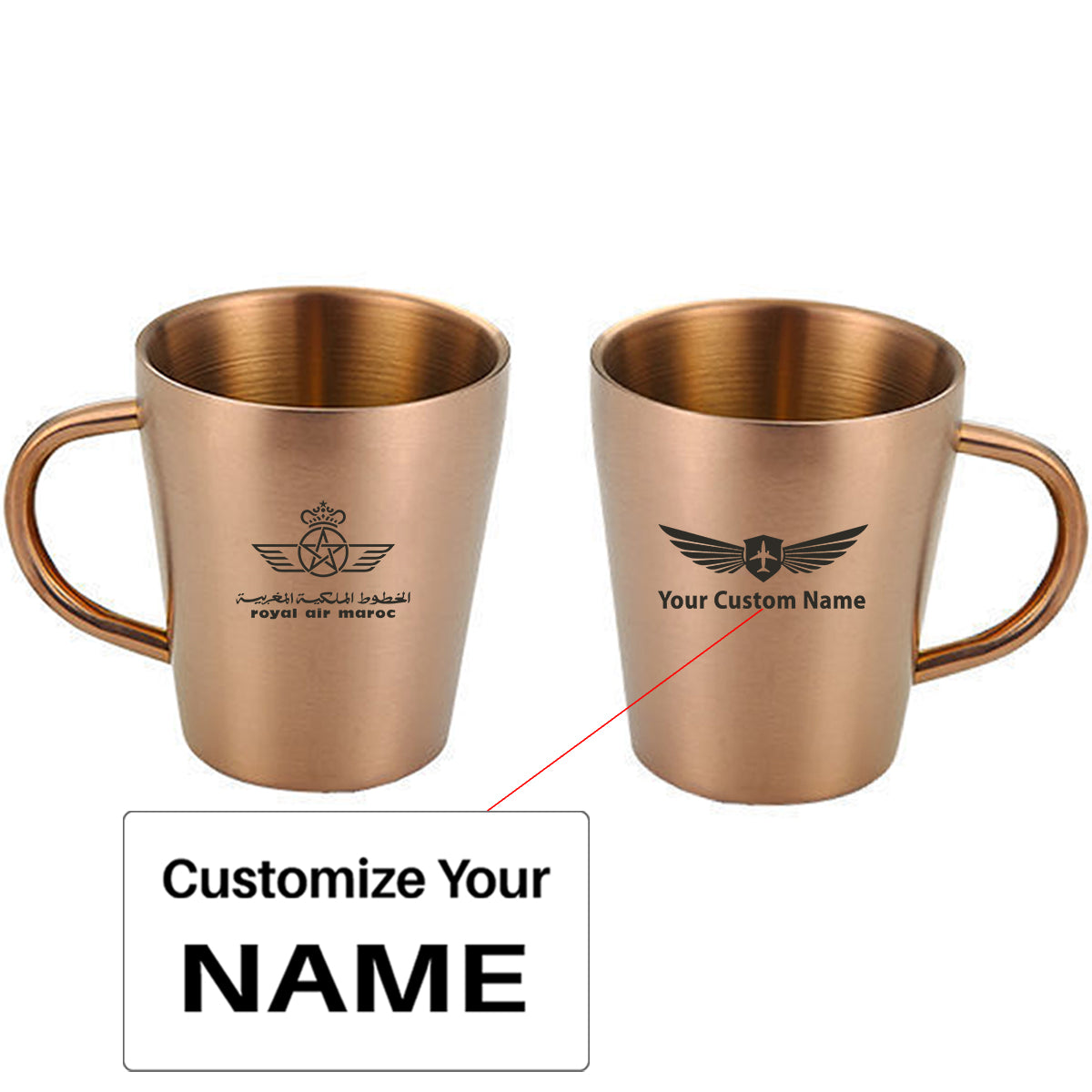 Royal Air Maroc Designed Stainless Steel Coffee Mugs