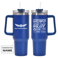 Thumbnail for Airline Pilot Label Designed 40oz Stainless Steel Car Mug With Holder