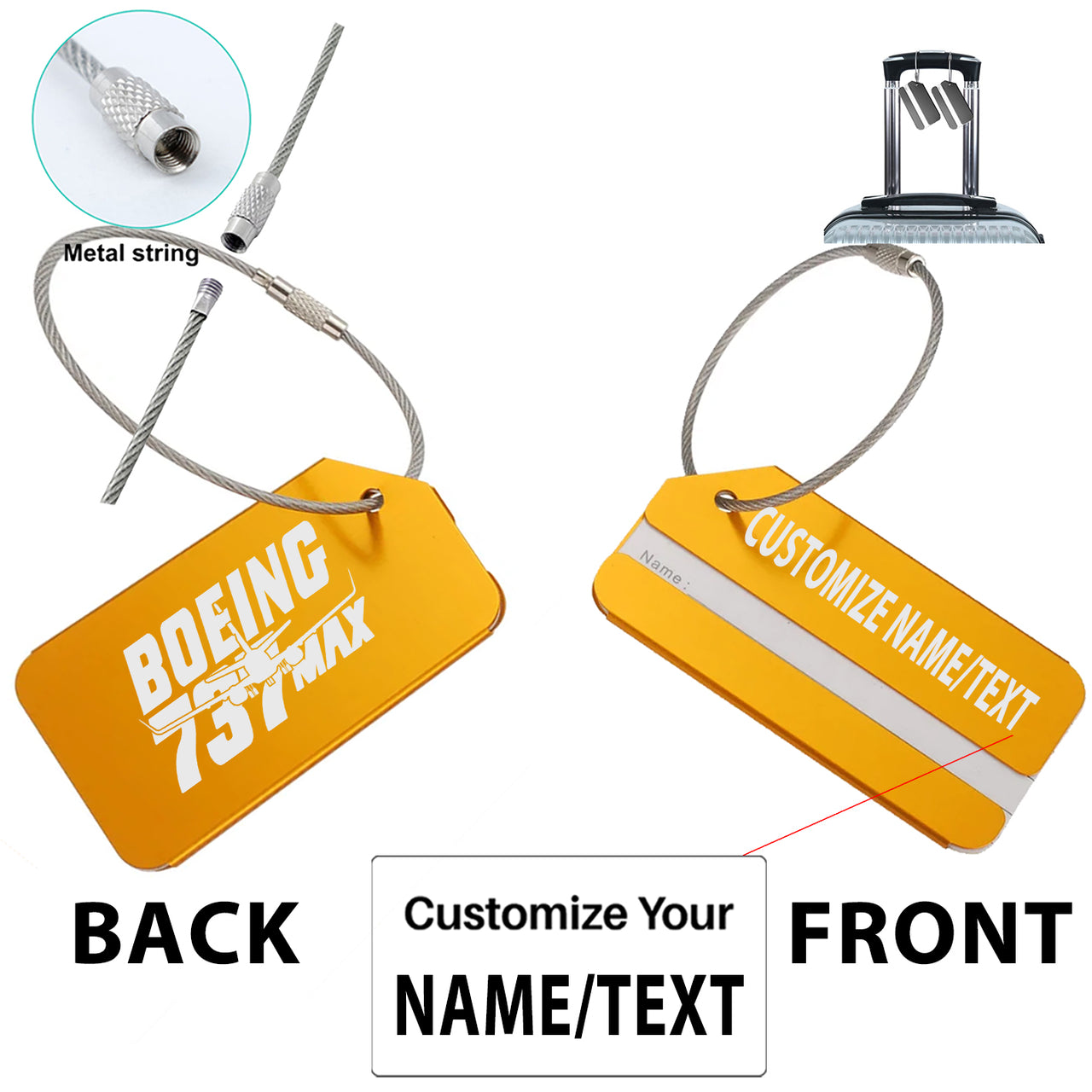 Amazing 737 Max Designed Fashion Metal Luggage Tags