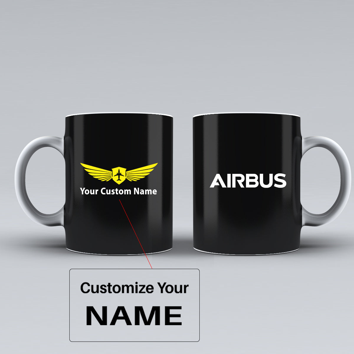Airbus & Text Designed Ceramic White Mugs