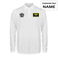 Thumbnail for Boeing 787 & Plane Designed Long Sleeve Polo T-Shirts