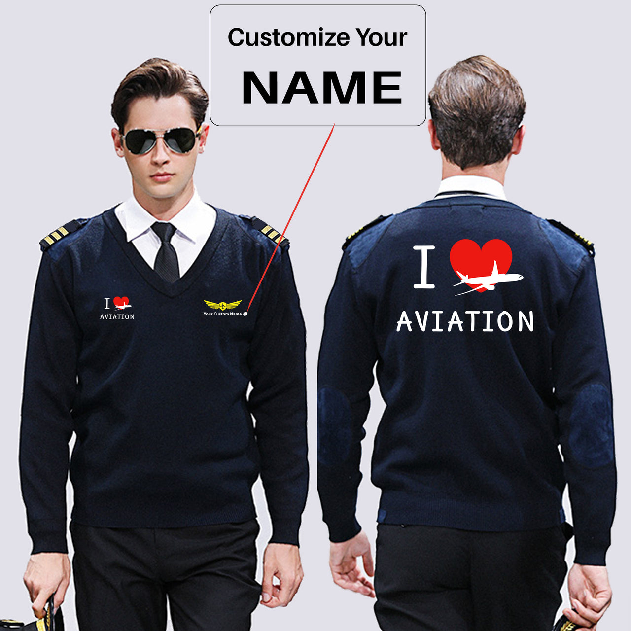 I Love Aviation Designed Wool Pilot Sweaters