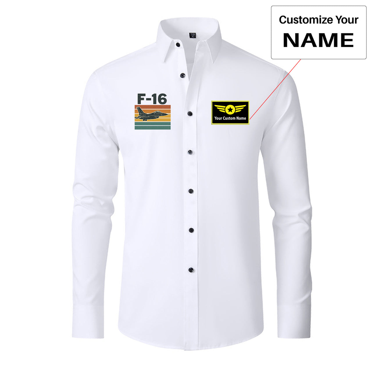 Retro Fighter Jet F16 Designed Long Sleeve Shirts