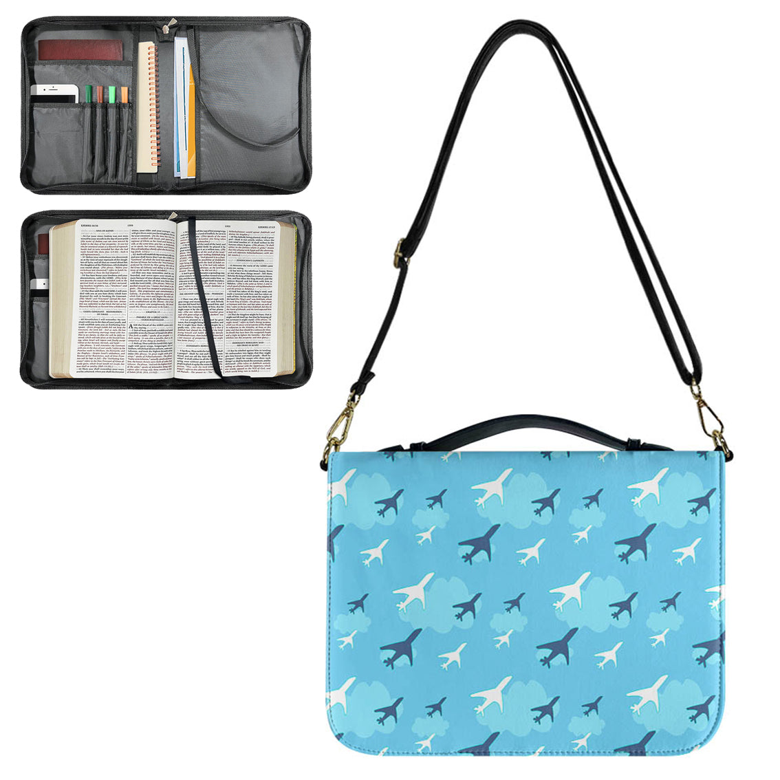Cool & Super Airplanes 2 Designed PU Accessories Bags Strap Style