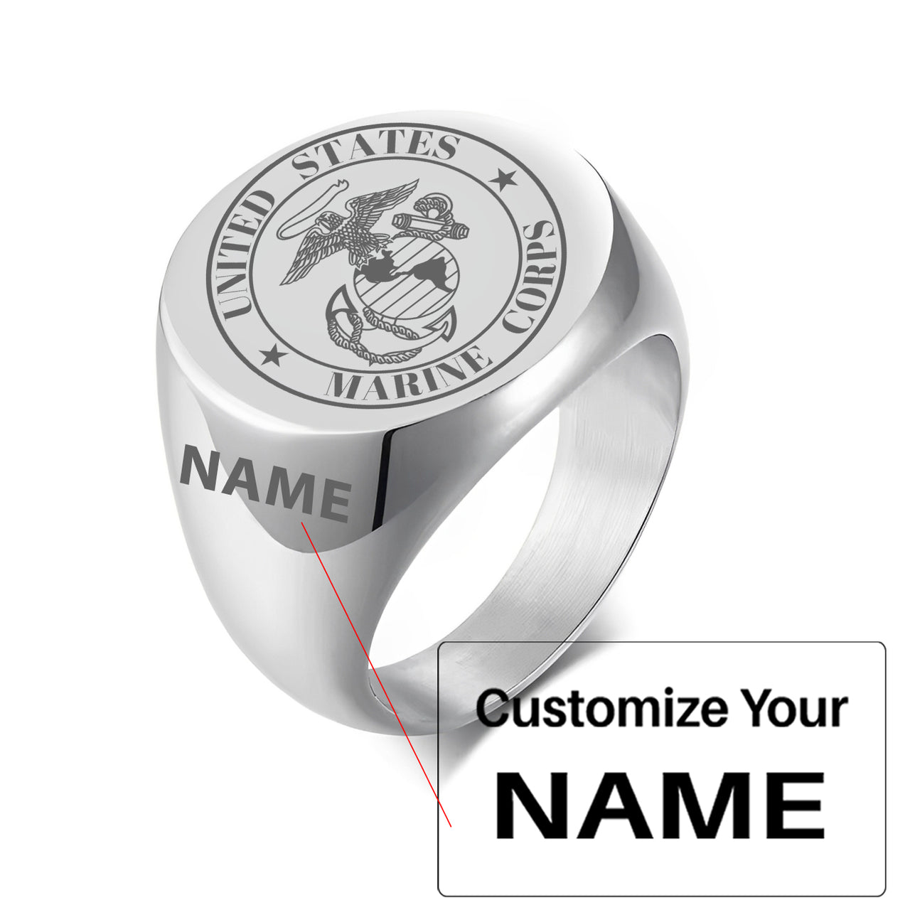 Marine Corps Design  20MM Stainless Steel Circular Ring