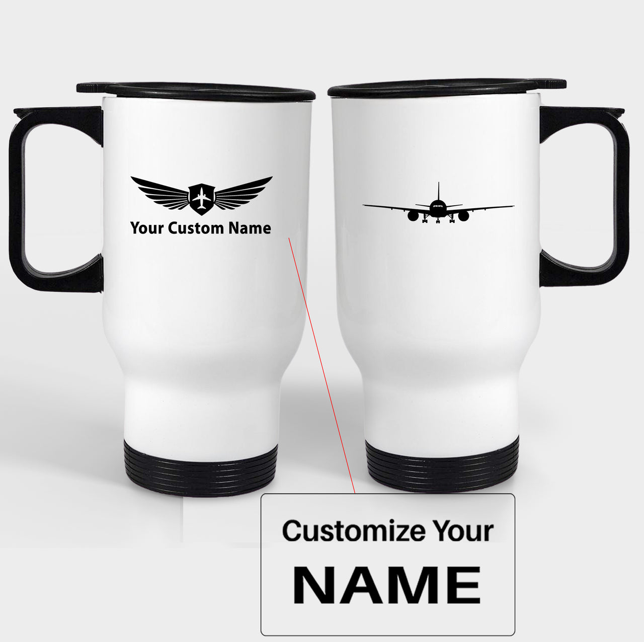 Boeing 777 Silhouette Designed Travel Mugs (With Holder)