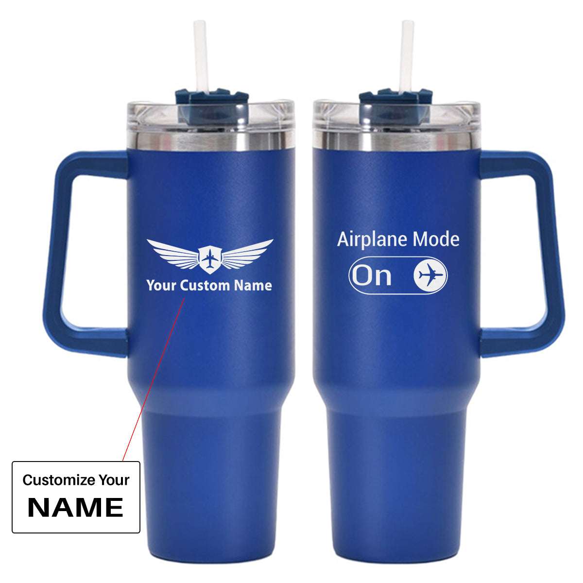 Airplane Mode On Designed 40oz Stainless Steel Car Mug With Holder