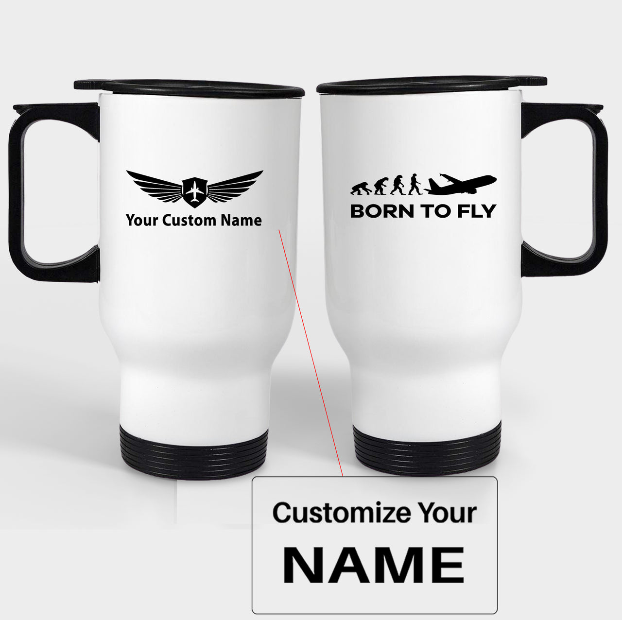 Born To Fly Designed Travel Mugs (With Holder)