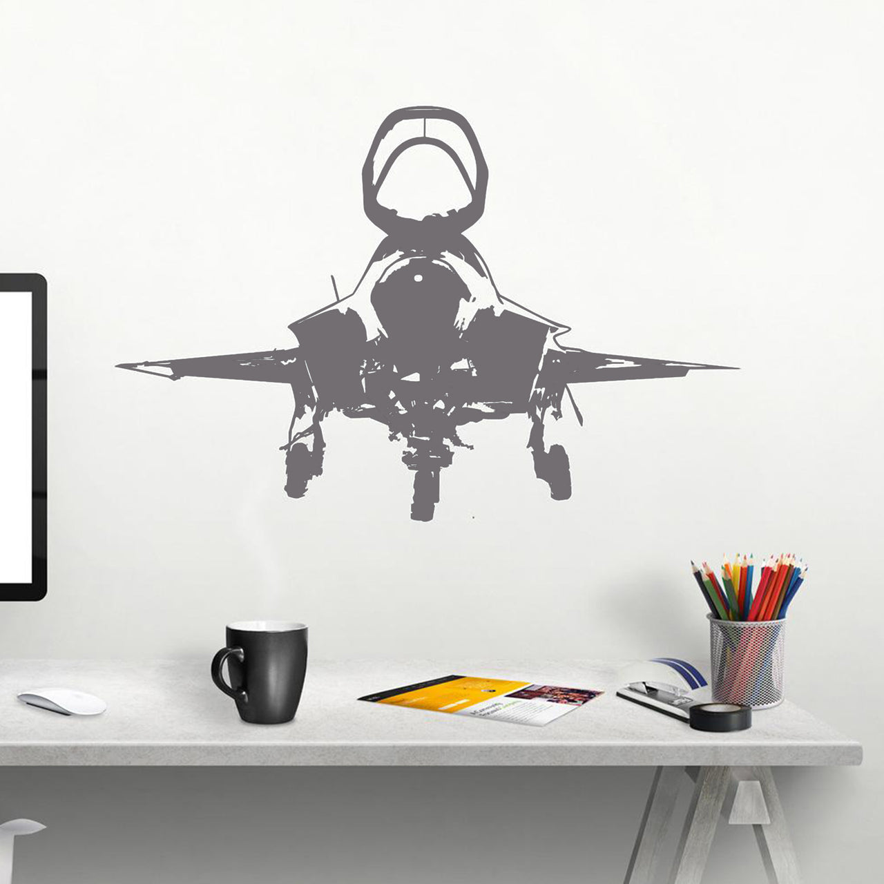 Face to Face with Fighter Jet 35 Designed Wall Sticker