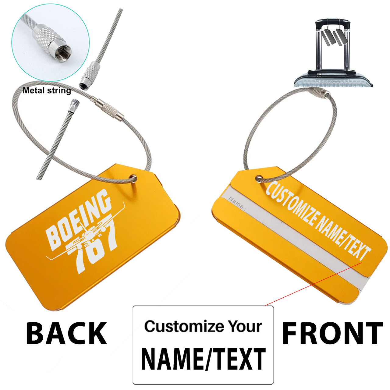 Amazing Boeing 767 Designed Fashion Metal Luggage Tags